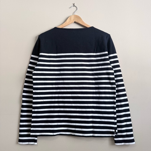100% Cotton Knitted Sailor Breton Stripe Shirt Muji Unisex Boatneck Longsleeve - Picture 8 of 10